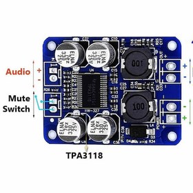 Resim TPA3118 60W Mono Digital Ses Amfi Modül DC 12V-24V Tek Kanal Class D Amplifikatör Amfi Amplifier 