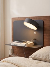 Resim Nocta Raflı Ve Usb'li Başucu Sağ Ve Sol Apliği - Eskitme Gold-RAL1950 