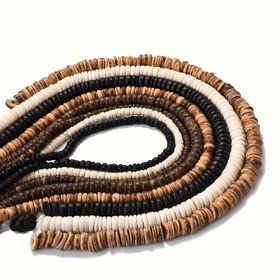 Resim 110 adet Ahşap Boncuk, Hindistan Cevizi Kabuğu Aralık Boncukları, Kendin Yap Takı Yapımı İçin Gevşek Boncuklar, Ahşap Takı Aksesuarları 