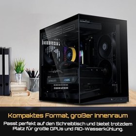 Resim Lian Li O11 Dynamic Mini V2 Flow Bilgisayar Kasası Siyah | Kompakt ATX Orta Boy Kasa, İki Bölmeli Tasarım, Temperli Cam ve Modüler Yapı - 5 Fan Önceden Kurulmuş 