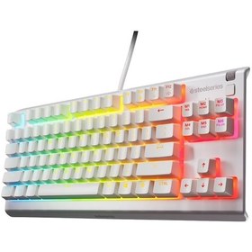 Resim Steelseries Apex 3 Tkl Tr Q Rgb Membrane Kablolu Beyaz Gaming Ckckstl0021 