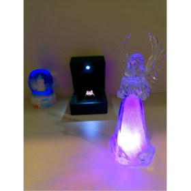 Resim Işık Kasabası Işıklı Yüzük Kutusu Kalpli Yüzük, Rcb Kar Küresi, LED Rcb Melek Lambası Hediye Kutusu 