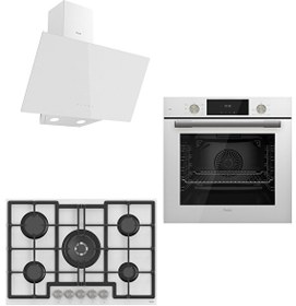 Resim Ferre Flowart 75 Serisi Inizio Beyaz Ankastre Set ( D078 - Ed036 - Qms63cb ) 75 Cm Ocak 