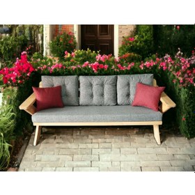 Resim Berlin Masif Ahşap Koltuk Takımı Kestane Ağacı - 3+1+1 Gri 