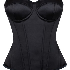 Resim Kadınlar için Şık Beyaz Korse Üst - Yüksek Destekli Straplez Bustier ile Buruşuk Bel ve Geniş Etek, Çıkarılamayan Dolgulu Göğüs, Partiler ve Resmi Etkinlikler için Mükemmel, Parti Kıyafeti, Sophistike Şekillendirici, Pürüzsüz Parlak Kumaş 