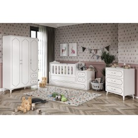 Resim WENCE Hayal Modern Bebek Odası Takımı Beyaz - 3 Parçalı Tamamı 1. Kalite Mdf 