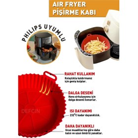 Resim Deftion Philips Airfryer Uyumlu Silikon Pişirme Kabı Airfray Aifrey Fritöz Pişirme Kağıdı Silikonu 