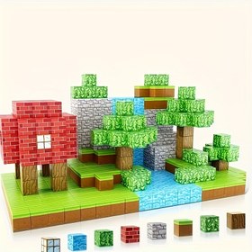 Resim 24/48/85/104/154 adet Manyetik Yapı Blokları Oyuncakları, DIY Orman Seti, Yaratıcı Ev Dekorasyonu, Erkek ve Kızlar için Doğum Günü Hediyeleri, Öğrenme Hediyeleri, Okula Dönüş Sezonu, Noel Hediyeleri 