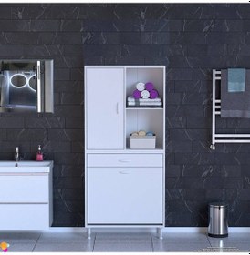 Resim Eliusta Liora Beyaz Çok Amaçlı Banyo Dolabı 80 Cm Genişliğe Sahip 80x171x32,5 Cm Çift Sepetli 2 Raflı Dolap Beyaz 