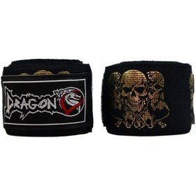 Resim Dragondo 83831 Skull Gold 3,5 Metre Bandaj Gold Kuru Kafalı Boks Bandajı Siyah 