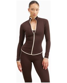 Resim United Colors Of Benetton Because Of Alice Base Contrast Trim Zip Up Jacket Şekillendirici Kontrast Detaylı Kadın Ceket Kahverengi 