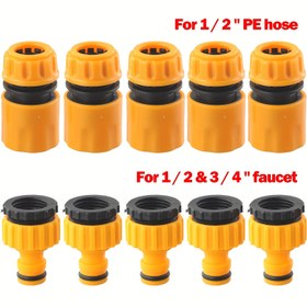 Resim 10 adet/5 set Hortum Hızlı Bağlantı 3/4 ve 1/2 İnç Araba Yıkama Hortumu Su Tapı Konik Bağlantı Musluk Adaptörü Araba Yıkama için 