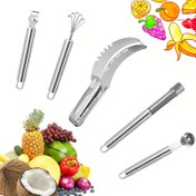Resim 5 adet Premium Paslanmaz Çelik Meyve ve Sebze Çekirdek Seti - Karpuz Dilimleyici, Elma Çekirdekleri, Melon Toplayıcı, Hindistan Cevizi Kazıyıcı, Limon Dilimleyici - Kolay Hazırlık için Dayanıklı Mutfak Araçları, Mutfak Gereçleri|Modern Mutfak Araçları|Dayanıklı Mutfak Gereçleri 