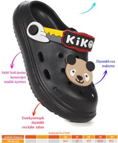 Resim Kiko Kids Printed Eva Plaj Havuz Okul Kreş Erkek Çocuk Terlik Siyah 