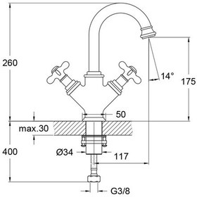 Resim Victorian Lavabo Bataryası Krom 