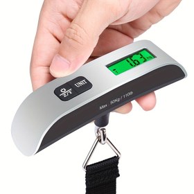 Resim 1 adet 110lb/50kg Hassas Dijital El Bagaj Tartısı - Arka Işığı LCD Ekranlı Kompakt Taşınabilir Seyahat Tartısı, Kolay Okunabilir Ağırlık, Otomatik Sıfırlama, Tara Fonksiyonu ve Pil ile Çalışan Tasarım, Piller Dahil - Seyahat Edenler ve Alışveriş Yapanlar İçin Olmazsa Olmaz 