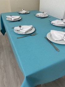 Resim Sıvı Geçirmez Dertsiz Masa Örtüsü Cam Göbeği 13 Parça Set 