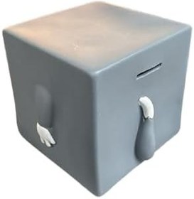 Resim Netavantaj Tom ve Jerry Kare Plastik Kumbara, 12x12 cm, Gri 