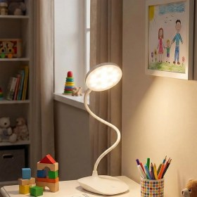 Resim Güzel Hediyem LED Şarjlı, 3 Kademe Dokunmatik Parlaklık Ayarlı, 4000K Renkli Çocuk ve Çalışma Masası Için Esnek Gövdeli Masa Lambası (Model 1) 