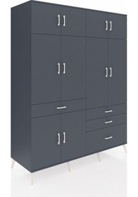 Resim Kronos Gardrop 5 Raflı 4 Çekmeceli 2 Askılı 176x59x221 Antrasit-antrasit Antrasit 