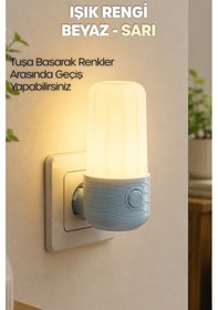 Resim Gece Lambası Tüp Tip 2 Mod Sarı-beyaz Işık Tuşlu Koridor Hol Işığı Uyuma Işığı Mavi K6739 