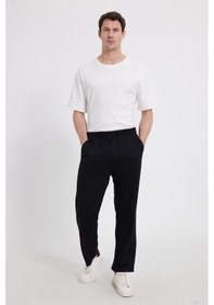 Resim Tudors Erkek Siyah Baggy Fit Rahat Kesim Modal Kumaş Soft Doku Beli Bağcıklı Yan Cepli Eşofman Altı-46289 