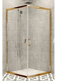 Resim Durul Duşakabin Kare Altın Profil Şeffaf 5 MM H:190 Şeffaf 