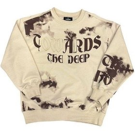 Resim Carinos Erkek Çocuk Batik Desenli Coward Yazılı Sweatshirt-14847 Bej 