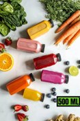 Resim MEDUSHOP 10 Adet 500 ml Smoothie Detoks Şişesi Şeffaf Plastik Sızdırmaz Kapak Köşeli Meyve Suyu Şişesi 
