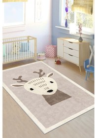 Resim West Home Makinede Yıkanabilir Kaymaz Taban Leke Tutmaz Hayvan Figürlü Bebek Ve Çocuk Halısı Wh 570 Sand Kahverengi 