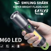 Resim 1 Adet XPE Feneri, SMILING SHARK SD0707 Süper Parlak Fener, Yakınlaştırılabilir, 4 Modlu, Tip-C Şarj Edilebilir Yan Işık, Taşınabilir Kanca Tasarımı Kampçılık ve Maceralar İçin İdeal 