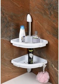 Resim Çelik Ayna Banyo Köşe Rafı Şampuanlık Iki Gözlü 135 Çok Renkli 