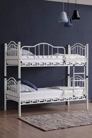 Resim ARGİMO Belinay Genç Çocuk Odası Metal Ranza Ve Karyola 90x190 Beyaz 