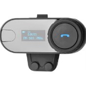 Resim Pazariz 1km Telsiz Intercom Motosiklet Bluetooth Su Geçirmez Kask Kulaklık Lcd-Ekran Fm-Radyo 
