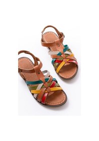 Resim 205-208 Multi Hakiki Deri Ortopedik Taban Kadın Sandalet Çok Renkli 