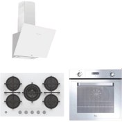 Resim Hoover 3'lü Beyaz Ankastre Set (HOT3051WI/E Fırın-HVG74WK3W Ocak- HDG6C1GWTK Davlumbaz) 