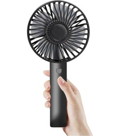 Resim Mini El Tipi Vantilatör, 3 Hız Ayarlı Taşınabilir Pil İle Çalışan Vantilatör Siyah 