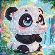 Resim DIY Panda Elmas Boyama Kiti - Yuvarlak Akrilik Taşlar, Mozaik Sanat Seti, Ev Dekorasyonu ve Benzersiz Doğum Günü Hediyesi 