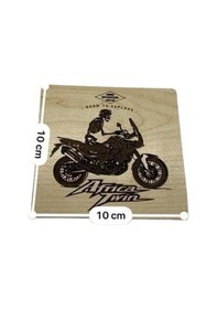 Resim Dalyan Ahşap Africa Twin Kare Bardak Altlığı Bej - Siyah 