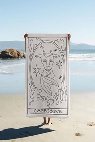 Resim Dijital Baskı Plaj Deniz Havlusu Oğlak Burcu Desenli Peştamal HVL0044 