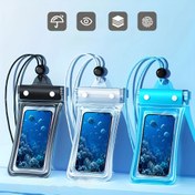 Resim 1PSC / 2 adet yeni dört renkli isteğe bağlı yaz su geçirmez cep telefonu çantası hava kenarlı kalınlaştırılmış cep telefonu kılıfı su geçirmez çanta, çeşitli boyutlarda evrensel cep telefonu için su geçirmez cep telefonu kılıfı, plaj gezisi seyahati yağmurlu gün seyahatleri için uygundur 