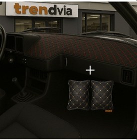 Resim Tofaş Şahin Doğan Kartal Alçak Ön Göğüs Siyah-kırmızı Torpido Kılıfı / Siyah-bej Boyun Yastığı 