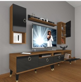Resim Decoraktiv Eko 5200da Mdf Gold Tv Ünitesi Tv Sehpası Ceviz - Siyah 