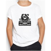 Resim Bmw E30 Sketch Beyaz Çocuk Tişört Beyaz 