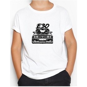 Resim Bmw E30 Sketch Beyaz Çocuk Tişört Beyaz 