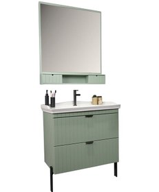 Resim Kobos Noble 80 Cm Banyo Dolabı Seti Mint Yeşil 