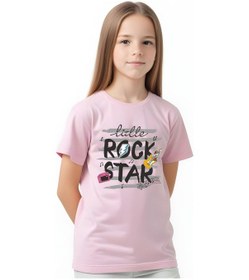 Resim Panios Kids Little Rock Baskılı Kız Çocuk Kısa Kollu T-shirt Açık Pembe 