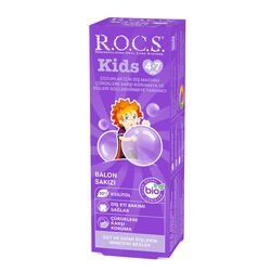 Resim ROCS Kids 4-7 Yaş Meyveli Çocuk Diş Macunu (Balon Sakızı) 35ml. 