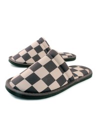 Resim Erkek Dama Desenli Yumuşak Taban Ev Terliği Siyah - Beyaz 