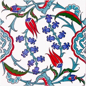 Resim Armada Çini 20x20 Cm Ac 5 Iznik Dönence Çiçek Desenli Çini Karo 